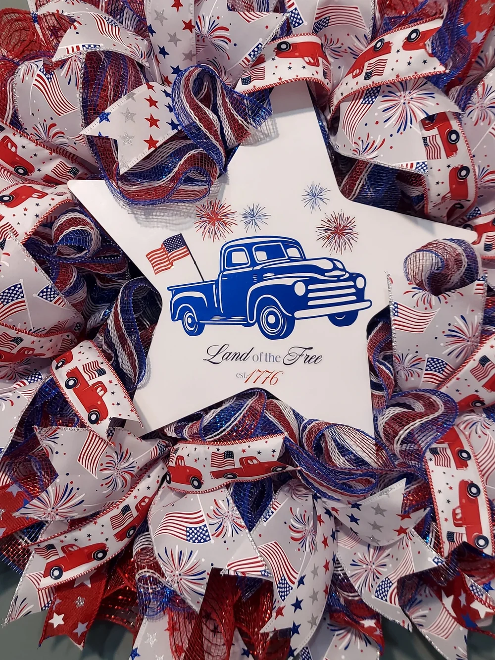 Hand Crafted Red White and Blue Patriotic Wreath